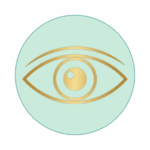 Gold eye icon symbolising holistic eye health at Eyediology London opticians